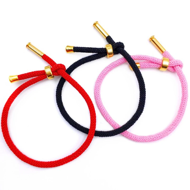 24cm Red Thread Rope Couple Bracelet Gold Copper Milan Adjustable Thread Twine Bracelet Bangle for Men Women DIY Jewelry Making