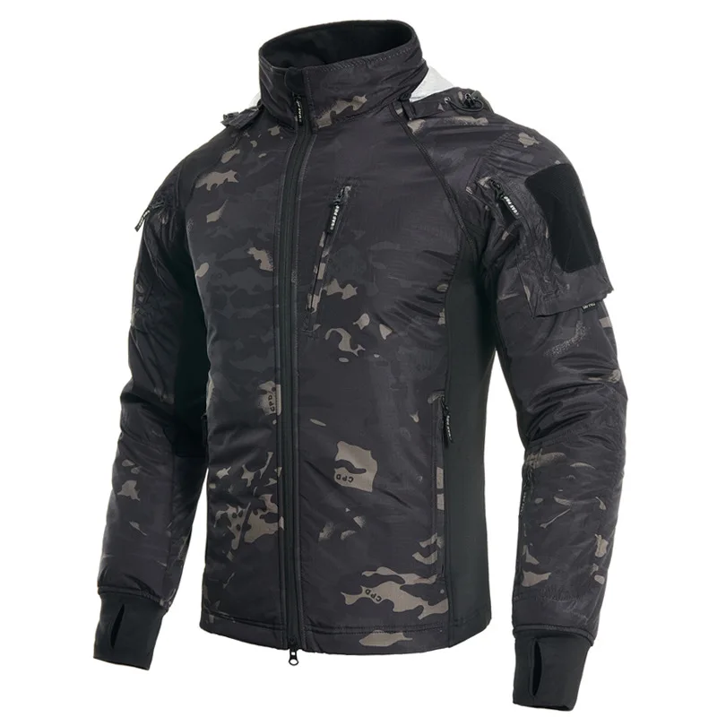 Men's Tactical Jacket Camouflage Clothing Soft Windbreaker Bomber Jacket Hooded Cycling Camo Hooded Coat Thick Hunting Jacket