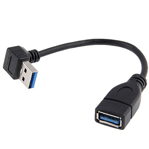USB 3.0 Right Angle 90degree Extension Cable Male to Female Adapter Cord, 20cm