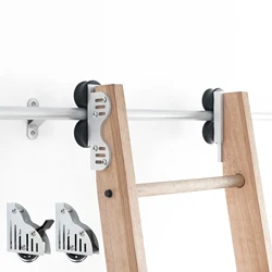 DIYHD 1.22M Telescopic Sliding Library Ladder Hardware,Bottom Wheel with Brake,Silver,No Ladder