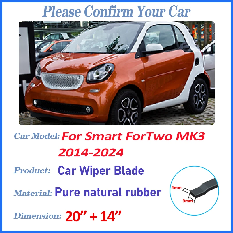 

Car Front Wiper Blades For Smart ForTwo C 453 Body Kit 2014 MK3 2015 2016 2014-2024 Windshield Brushes Auto Accessories Wipers