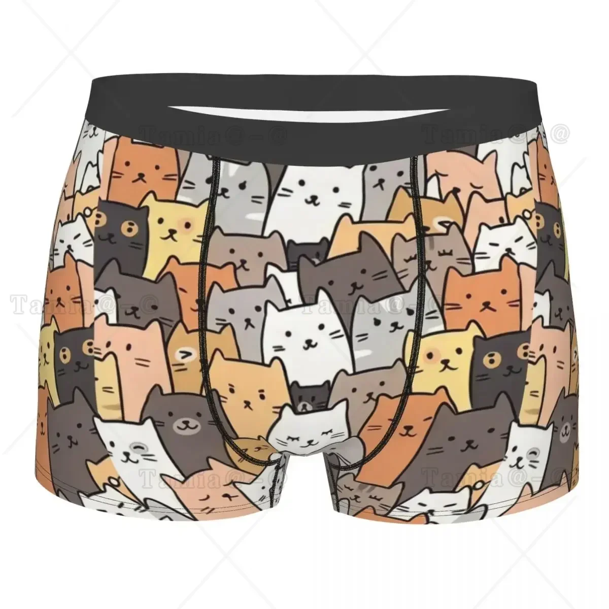 Men's Funny Cats Collage Boxer Shorts Panties Breathable Underwear Animal Cat Lover Homme Novelty Underpants