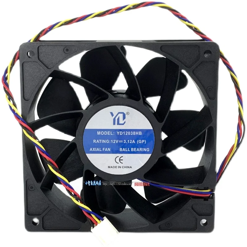 

New CPU Fan for 12038 12V 4-wire PWM temperature controlled cooling fan YD12038HB High air volume 3.12A 120×120×38mm