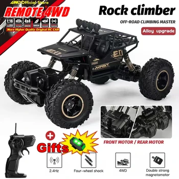 4WD RC 자동차 오프로드 4x 4 리모컨 합금 트럭, 라디오 드리프트 클라이밍 레이싱 카, LED 조명 장난감, 어린이, 소년, 소녀 선물