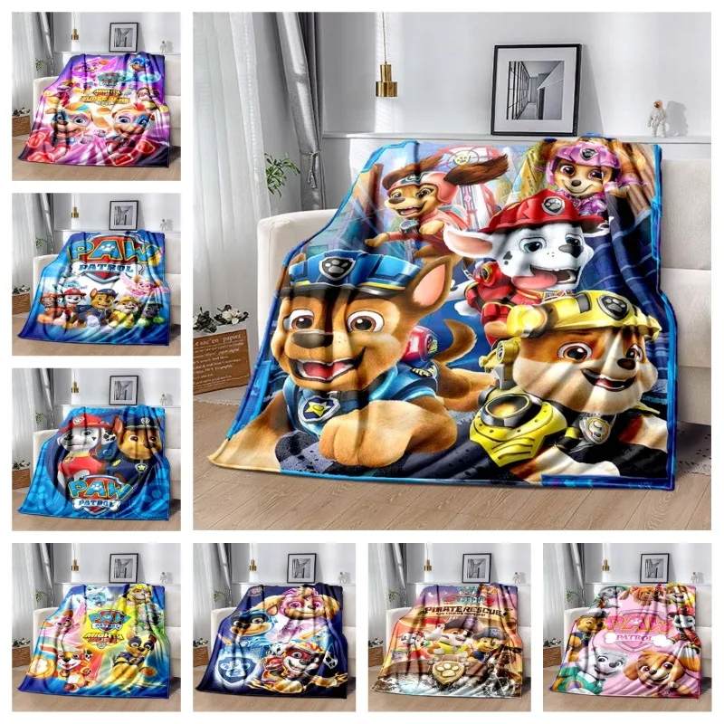 PAW Patrol Cartoon Printed Flannel Blanket Soft Warm All Season Throw For Kids Bedroom Sofa Indoor Home Decor Housewarming Gift