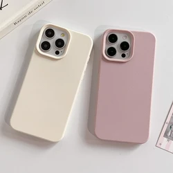 Luxury Leather Case For iPhone 16 15 14 13 12 11 Pro Max Plus Silicone Soft Candy Color Matte TPU Cover Shockproof Thin Shell