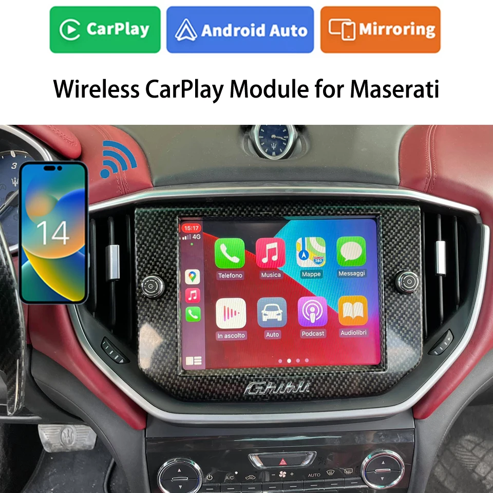 Apple CarPlay Android Auto MirrorLink Car Play Airplay Interface لـ Maserati Ghibli Quattroporte 2014-2016 واجهة السيارة