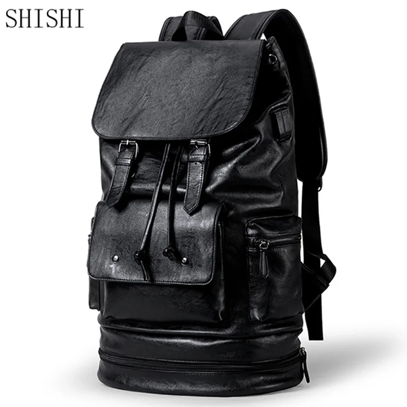 Large capacity Men Backpack PU Leather Travel Backpack Male Casual Laptop Bag High quality Fashion School Bags For Boys