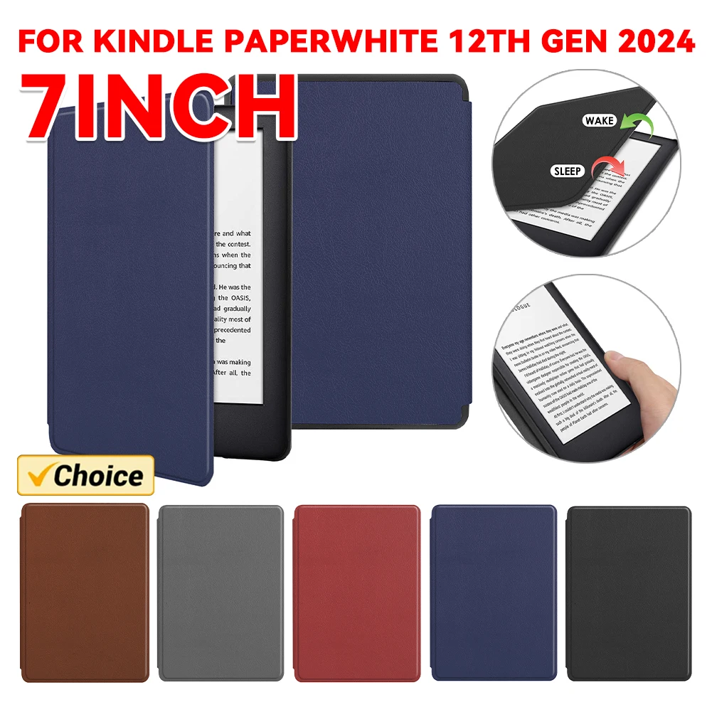 

Мягкий кожаный чехол Colorsoft с автоматическим пробуждением/слином для Kindle Paperwhite 12th 2024 7 дюймов для Kindle Colorsoft Signature Edition