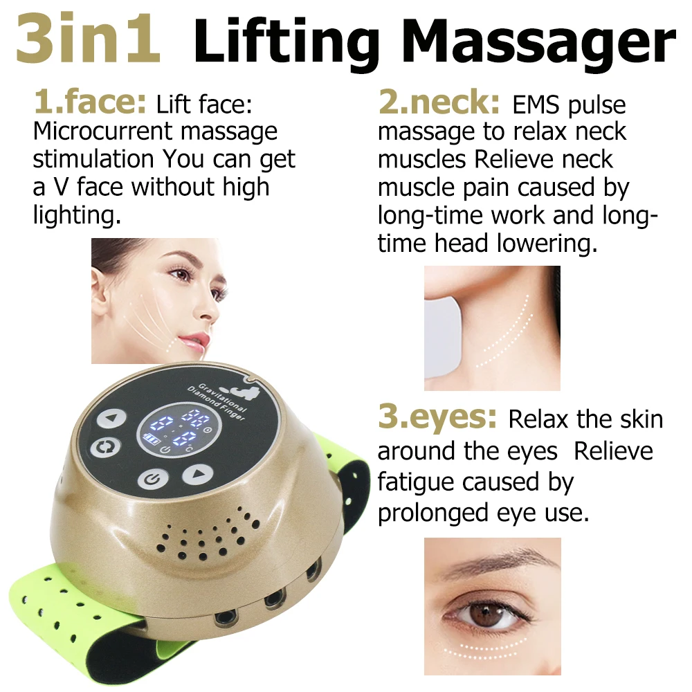 2024 Professional Microcurrent Golden Finger Infrared light Therapy Massage Face Lifting Body Relax Massage Machine Body Massage