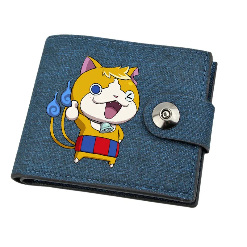 Boy Gril Coin Purse Anime Yo-kai Watch Cartoon Wallet Canvas Teenager Casual Cash Holder Bi-Fold Buckle Short Wallet