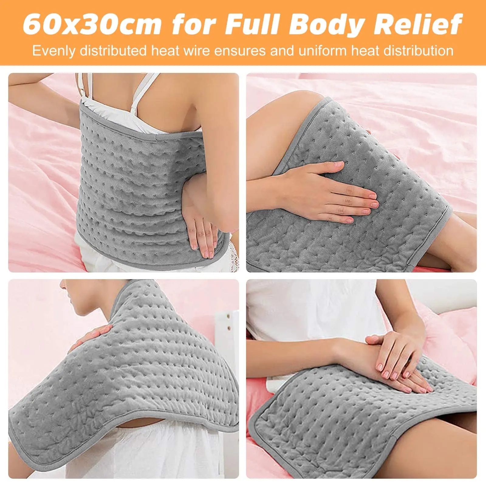 76*40cm High Quality Ultra Soft Large Electric Heating pad for Muscle Cramps Heated Pad with 6 Adjustable Temperature Auto Off