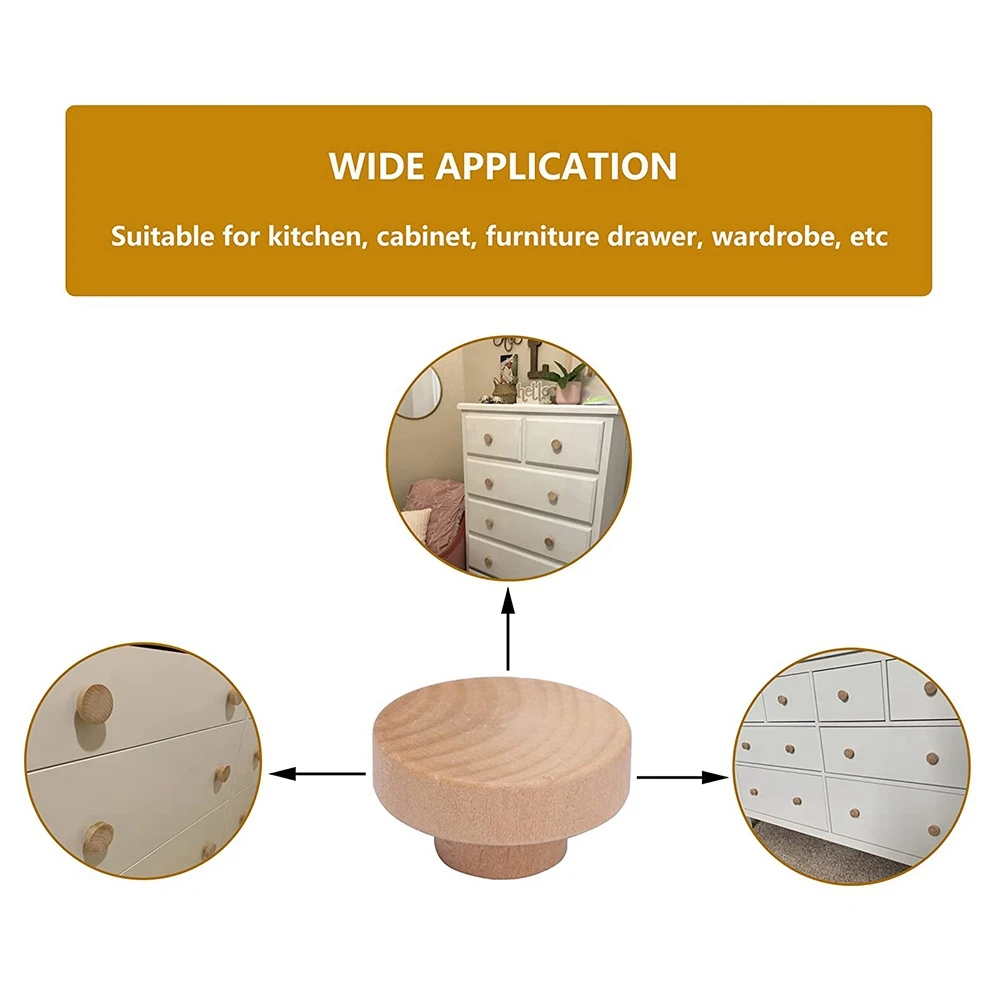 

Round Unfinished Wood Drawer Knobs Dia Wood Furniture Cabinet Dresser Pulls-[Jyqn A78G]