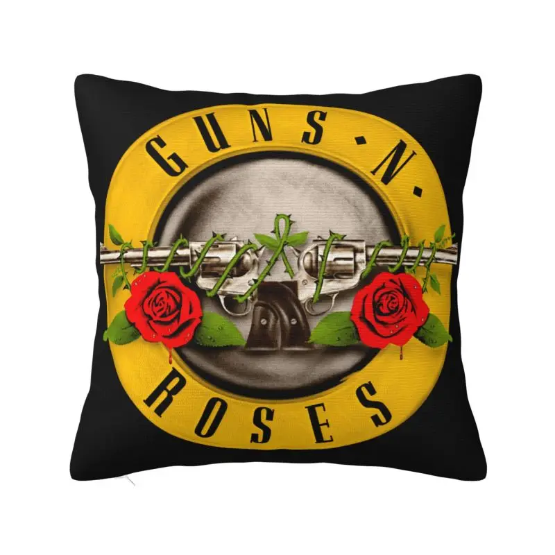 Guns N Roses Logo Pillow Case 45x45cm Sofa Heavy Metal Modern Cushion Cover Car Pillowcase