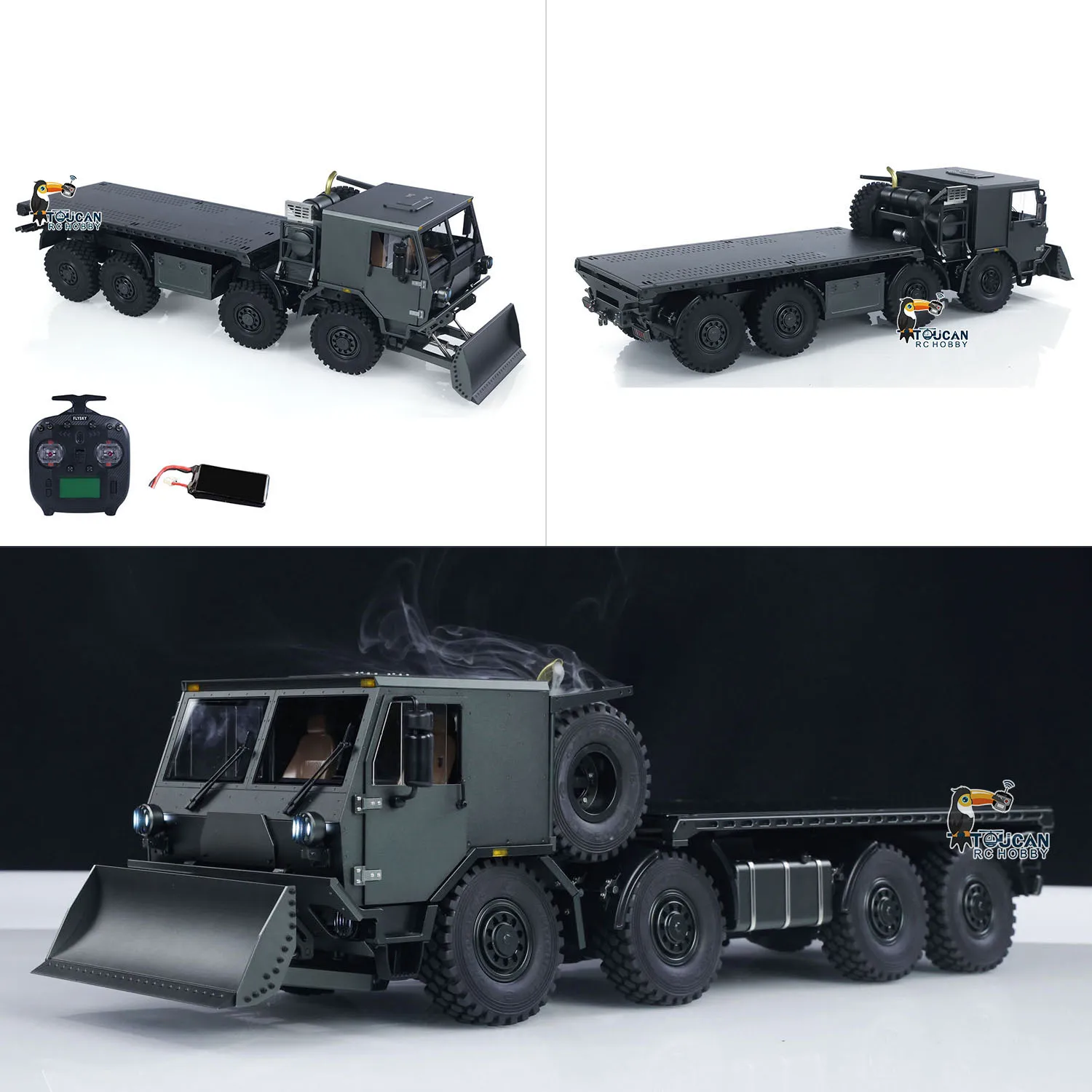 

TOUCAN DIY 1/18 RTR 8X8 Металлический радиоуправляемый военный грузовик-транспортер CAPO CUB3 с 2-скоростной коробкой передач, блокировкой мостов, светом, звуком, дымом и снегоходным ведомым колесом