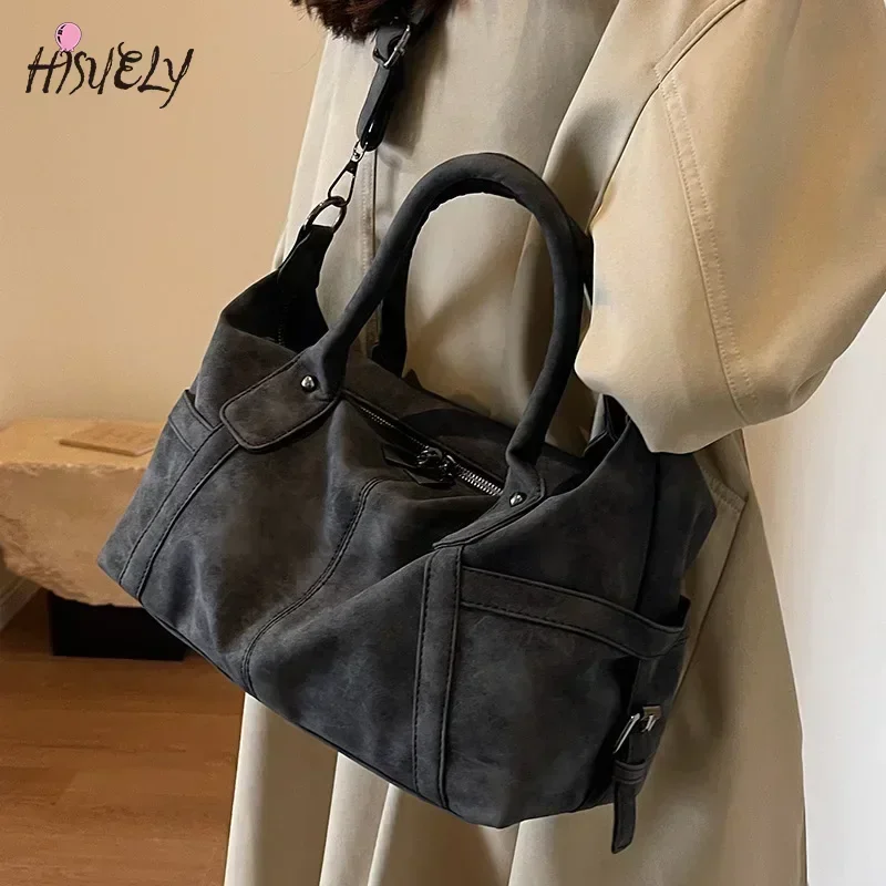 hisuely-レトロデザイン-puレザー-ショルダーバッグ-レディース-2025-韓国風-大容量-脇下バッグ-女性用-クロスボディバッグ-トートバッグ-ハンドバッグ
