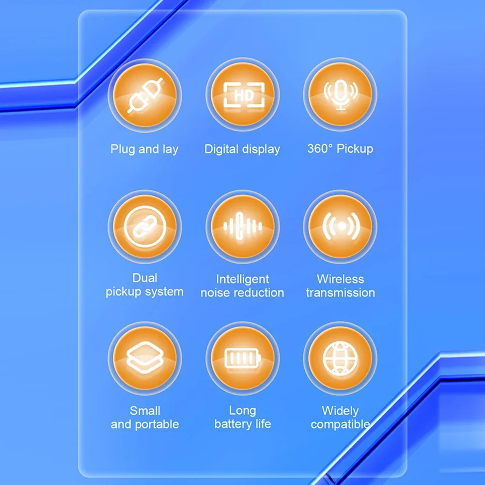 ميكروفون Lavalier لاسلكي صغير محمول على شكل طية صدر السترة ثنائي القناة تسجيل صوتي وفيديو LCD لهاتف iPhone Android Live Stream