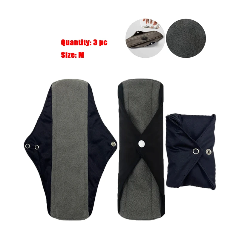 

3Pcs Bamboo charcoal panty Liners Menstrual cushion Reusable Women Cloth cushion Breathable Washable Feminine Sanitary Napkins