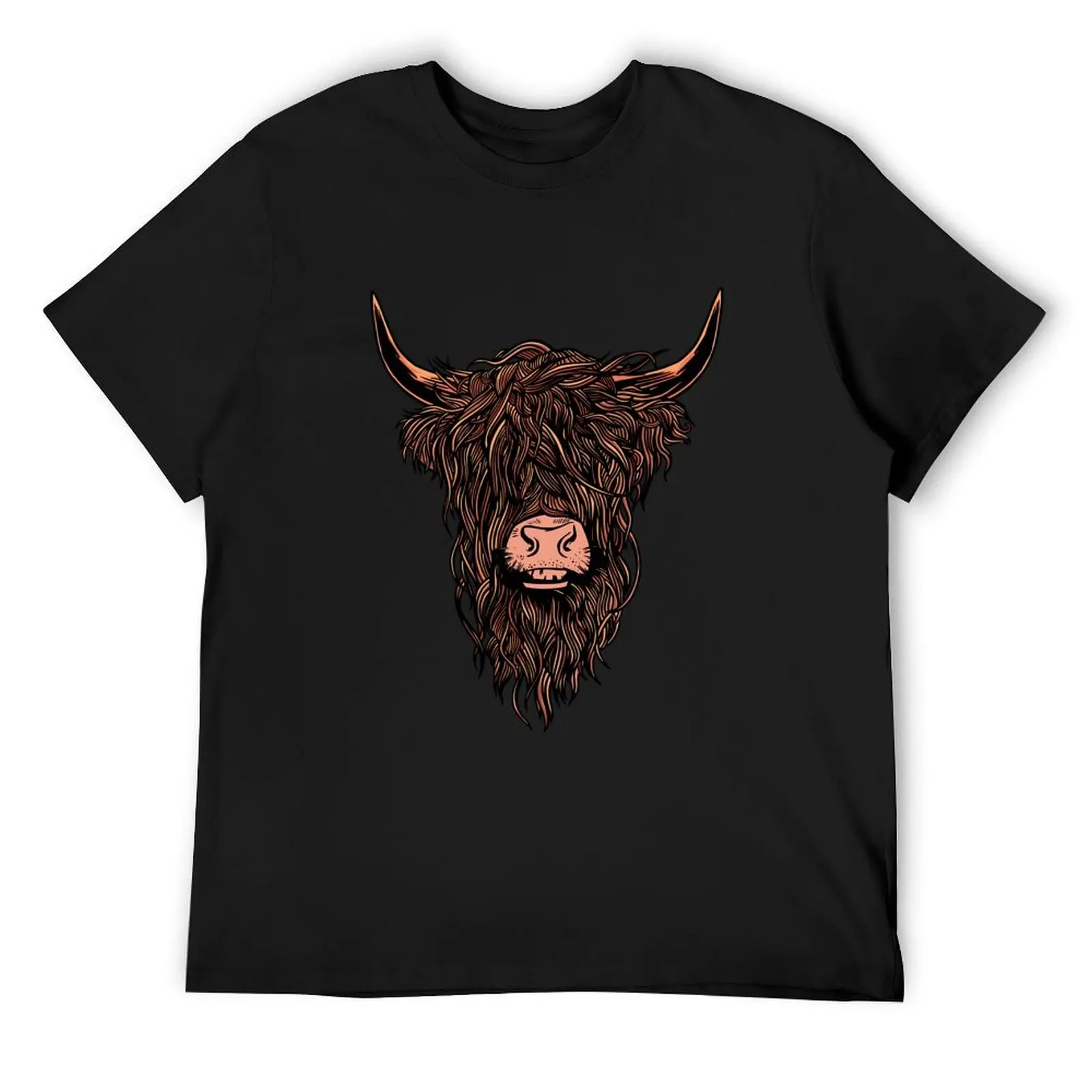 

Funny Highland Cow Head Design T-Shirt anime clothes sports fans sublime oversizeds mens clothes