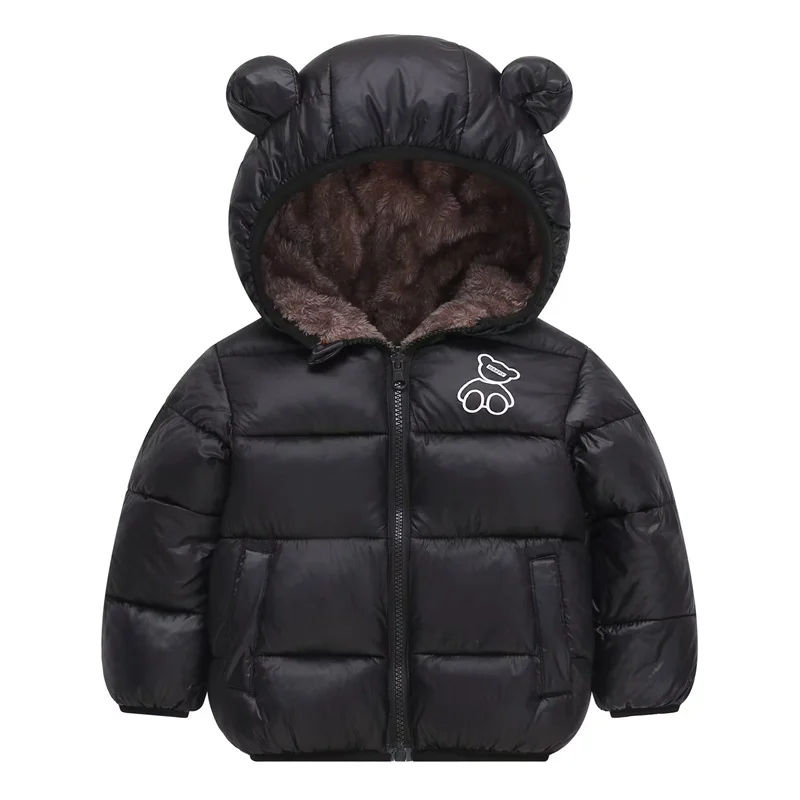 Winter Baby Thick Cotton Jackets Kids Padded Fleece Warm Outerwear Girls Boys Hooded Down Coats Clothes Snowsuit 2-6 Years