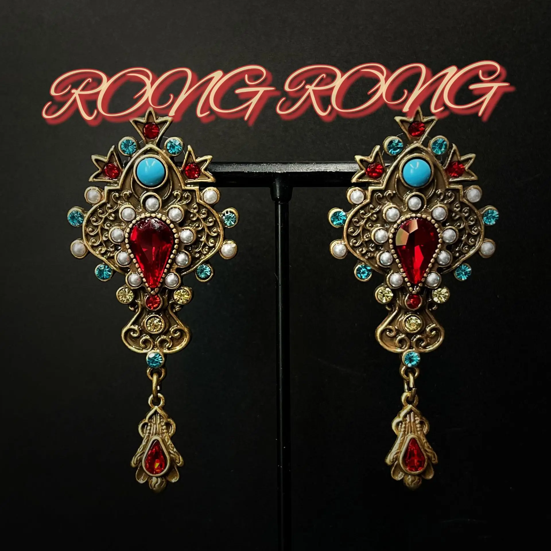Medieval Vintage Baroque French Court Style Earrings European and American Western Retro Heavy-duty Old-fashioned Earrings