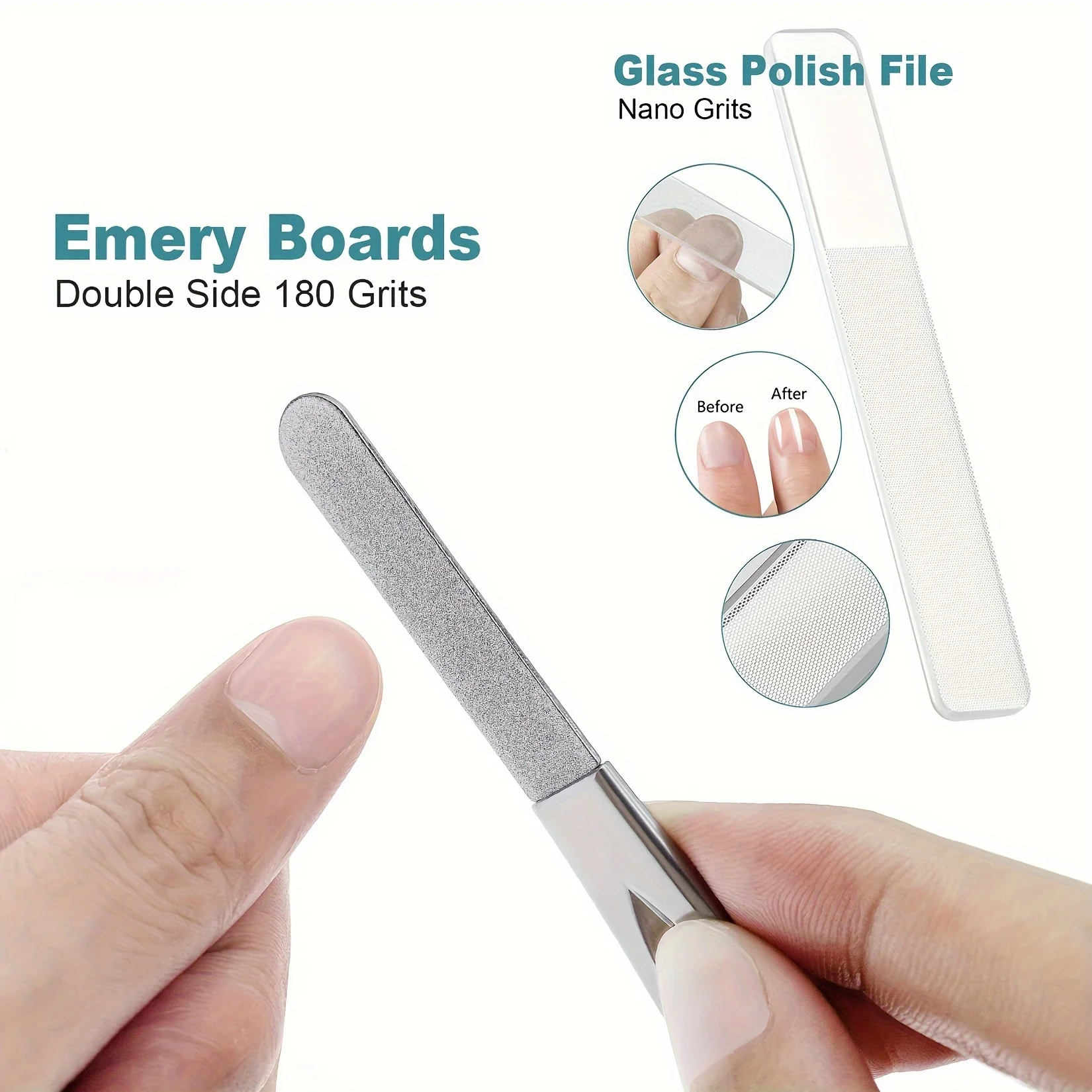 1 قطعة مبرد أظافر معدني مع حافظة، مبرد أظافر بسلسلة مفاتيح للأظافر الطبيعية، ملفات أظافر ماسية ذات طرف دائري من الفولاذ المقاوم للصدأ #2