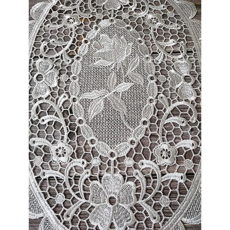 NEW oval Lace rose embroidery placemat kitchen wedding table place mat cloth Christmas flower Table decoration and accessories