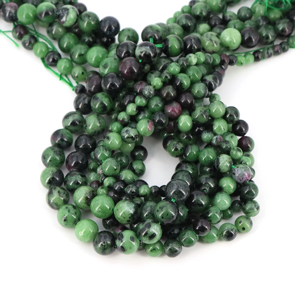 1 ستراند الحجر الطبيعي روبي الزوسيت حبات اليشم فضفاض خزر عازل لصنع المجوهرات سوار ذاتي الصنع إكسسوارات عقد بالجملة #1