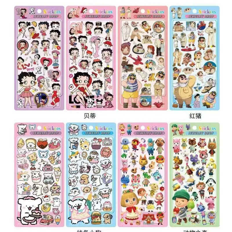 40pcs Japanese 3d Embossed Sticker Line Puppy Cute Anime Handbook Decoration Diy Mobile Phone Case Toy Gift Wholesale