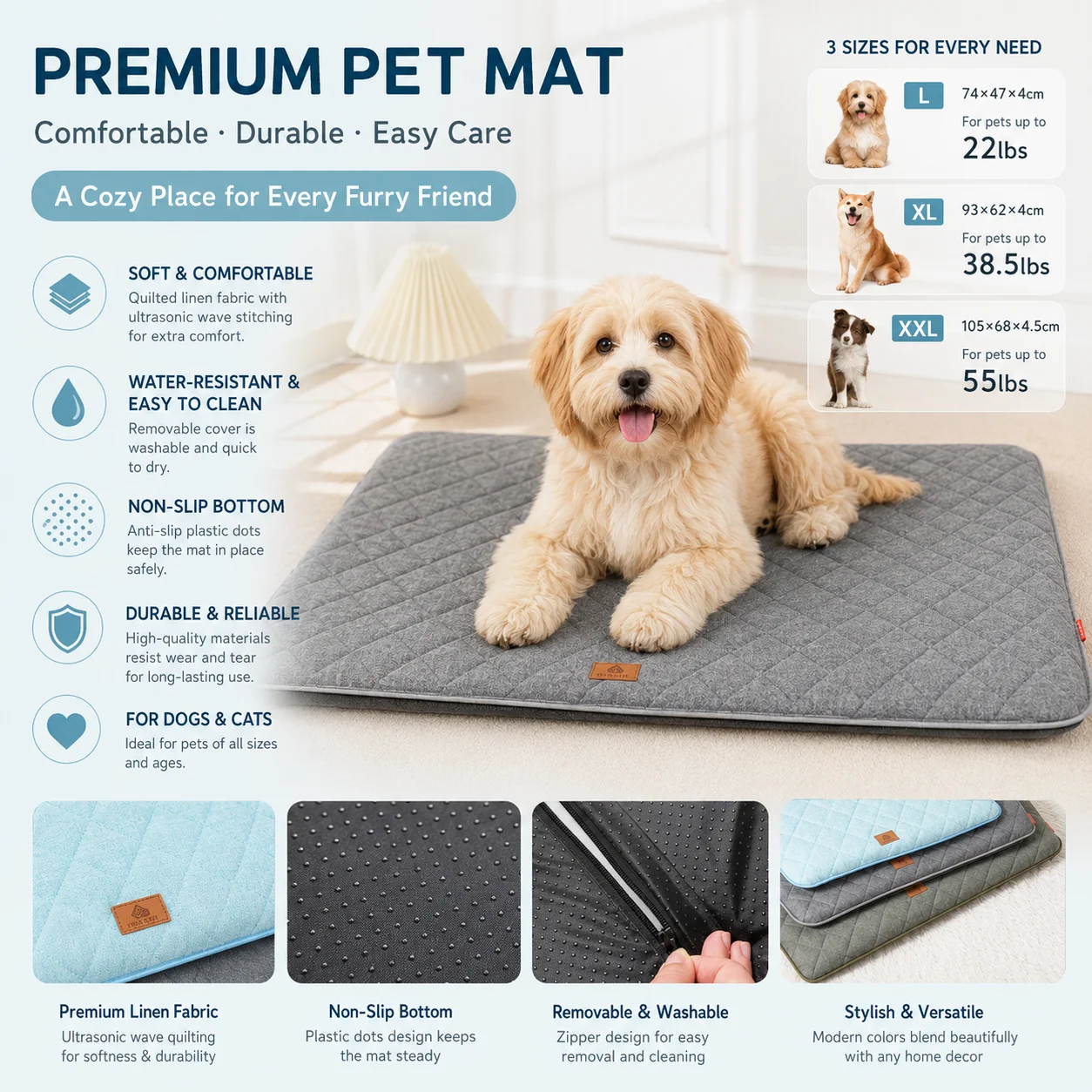 Dog Bed Summer Mat Removable Washable Dogs Pad Pet Kennels Accesorios Four Seasons Universal for Small Medium Large Dogs Cats
