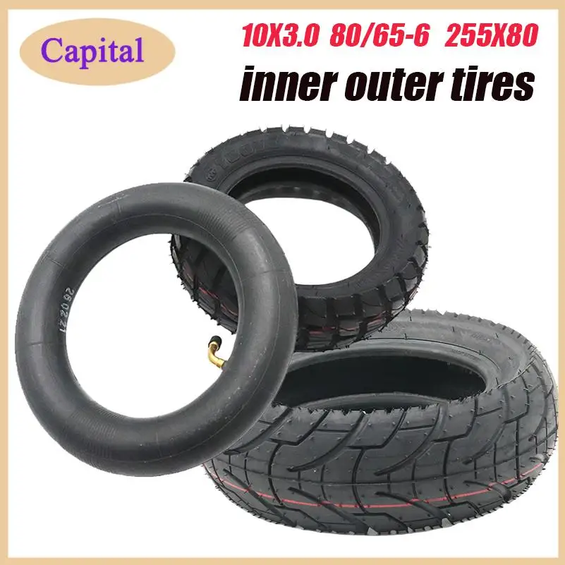 

10 inch 80/65-6 Tire Inner and Outer Tyre for Electric Scooter Zero 10x Dualtron KuGoo M4 Upgrade 10x3.0 255x80 Off Road Tire