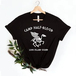 Camiseta de algodón para Halloween para mujer, ropa gótica, Camp, Half Blood Long Island, Sound Skull, Anmial, divertida, Wicca