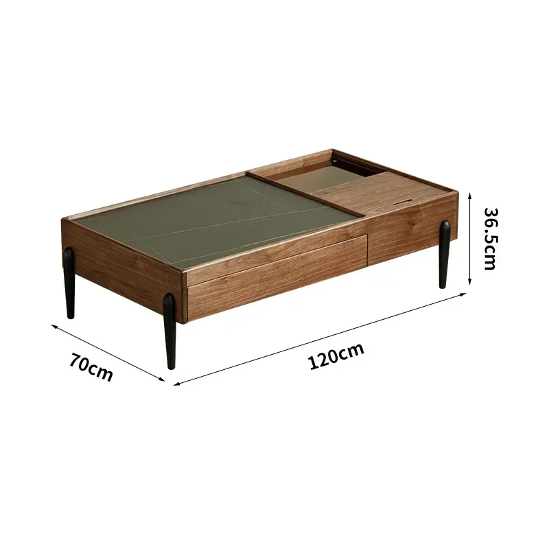 North American black walnut coffee table TV cabinet combination, Nordic modern simple living room small square