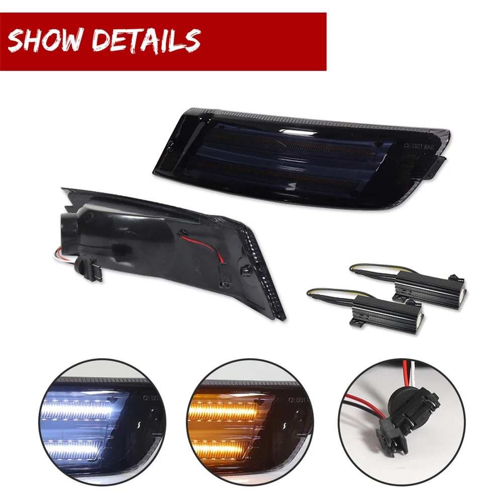 For Jeep Liberty 2005-2007 Car Front Bumper Corner LED Lights White DRL/Parking Lights & Sequential Amber Turn Signal Lights 12V