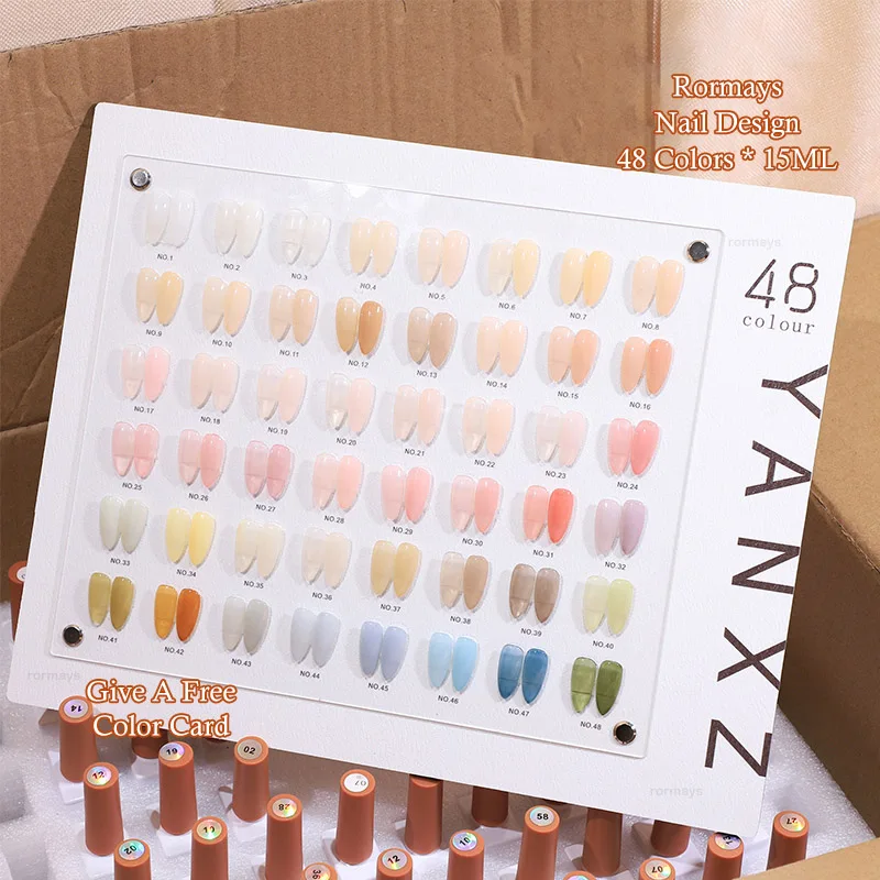 

Rormays 48 color Four Seasons Jade Lipid Ice Transparent Nail Oil Gel Naked Powder Jelly Skin Transparent Clear Lacquer UV LED