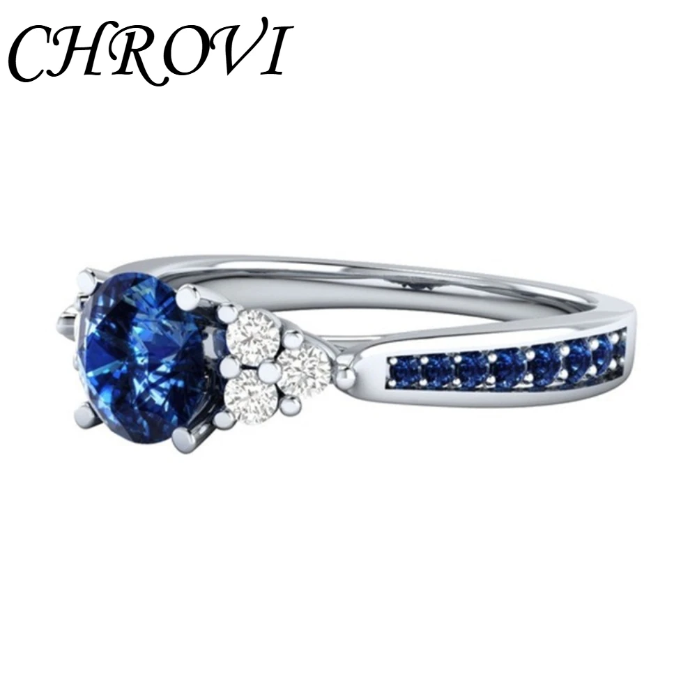 Exquisiter 925 Sterling Silber Neues Produkt Saphir- und Zirkonia-Ring - Prinzessinnen-Verlobungsring – Detail 3