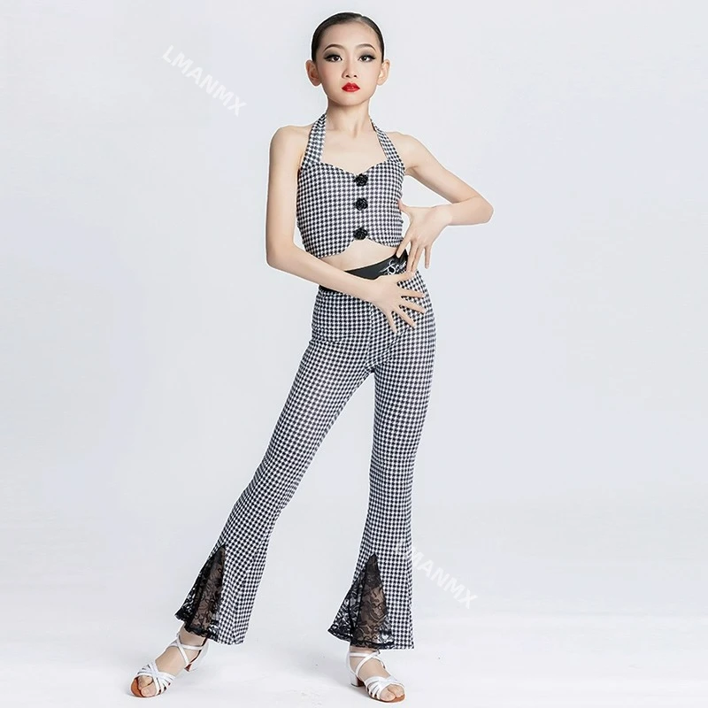 Latin dansbroeken voor meisjes, uitlopende broeken met hoge taille voor afslankende benen en trainingskleding