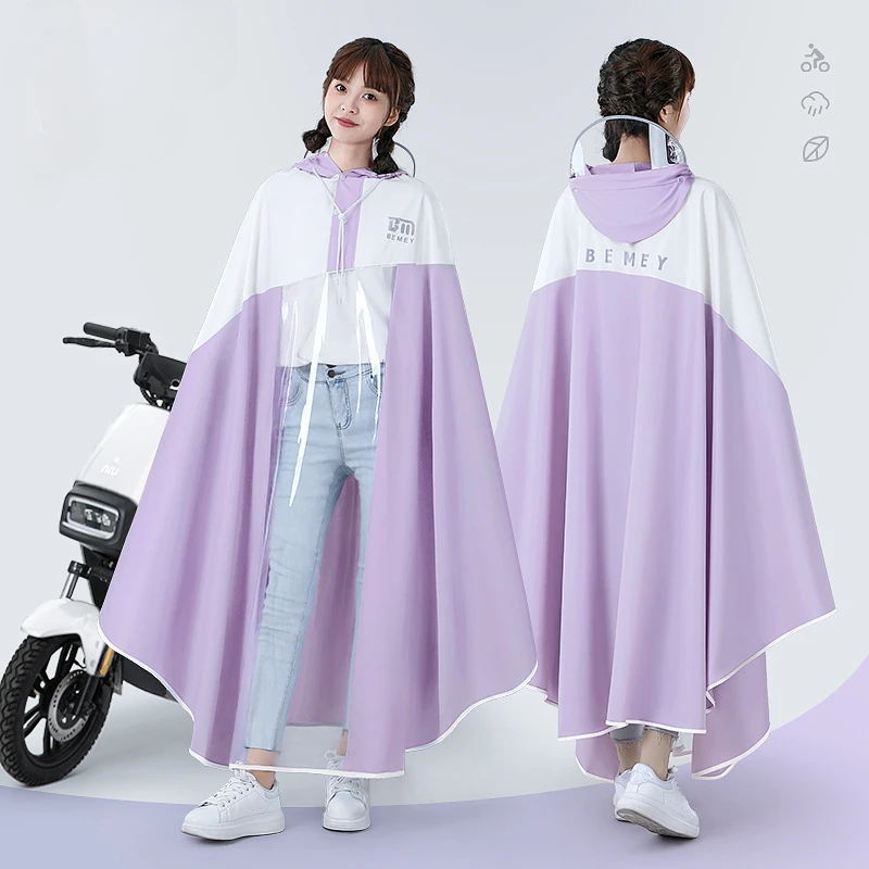 Potable Bicycle Raincoat Fashionable Transparent Large Brim Raincoat Electric Scooter Motorcycle Rain Coat Cycling Equipment