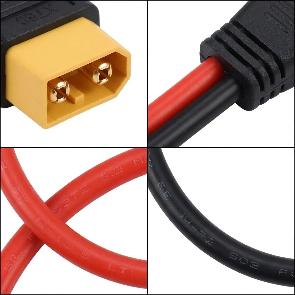 12AWG For XT60 Extension Cable 1.83m Gold Plated Terminals for RC Gliders Solar Charge Controllers and Marine Batteries