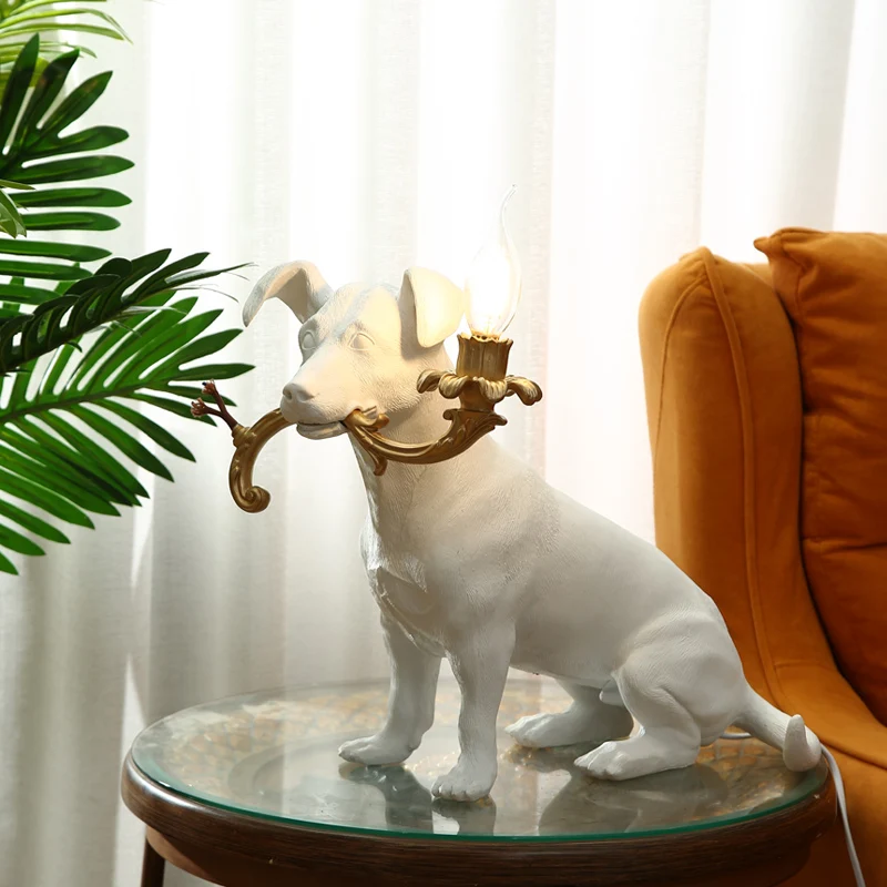 Nordic Terrier Dog Table Lamps for Bedroom Bedside Lamp Home Deco Animal LED Table Light Indoor Children's Lamp