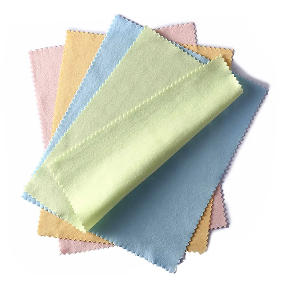 100pcs Mixed Colors Microfiber Cleaning Cloths Thickened Knitting Washable Glasses Wipes Lens Cleaning Cloths Jewelry Store