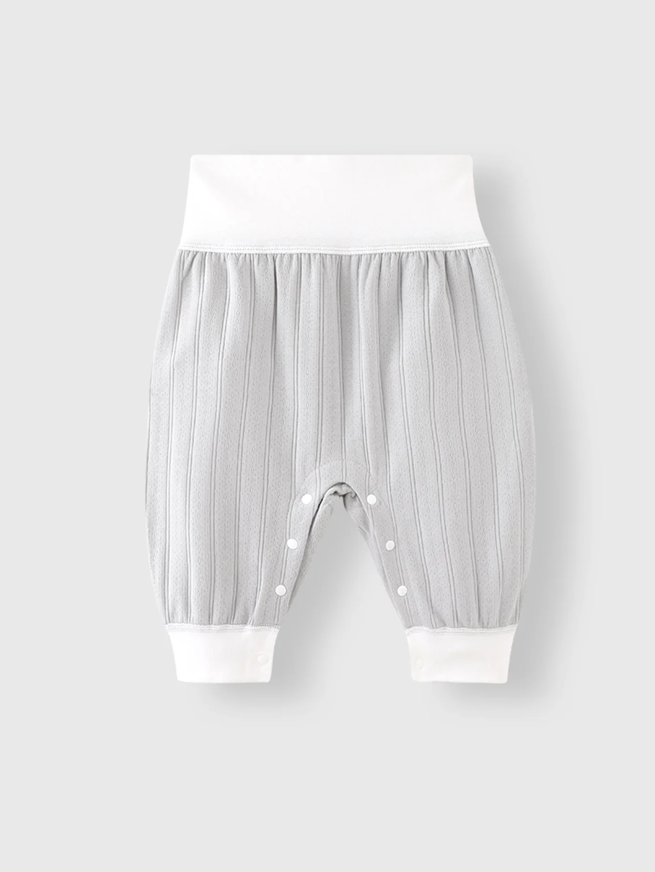 

Baby Spring and Autumn Newborn 6-18 Months Pure Cotton Large Pp Gray High-Waisted Tummy-Protecting Open-Crotch Pants
