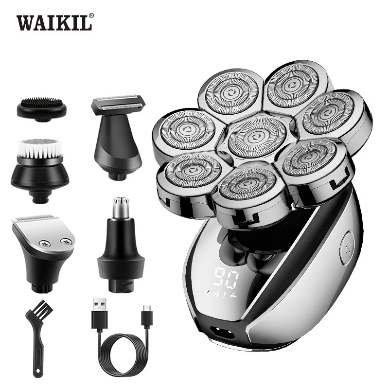 

WAIKIL Professional Men's Electric Shaver Home Multi functional Bald Whitening Device USB Charging Digital Trimmer Bald Machine