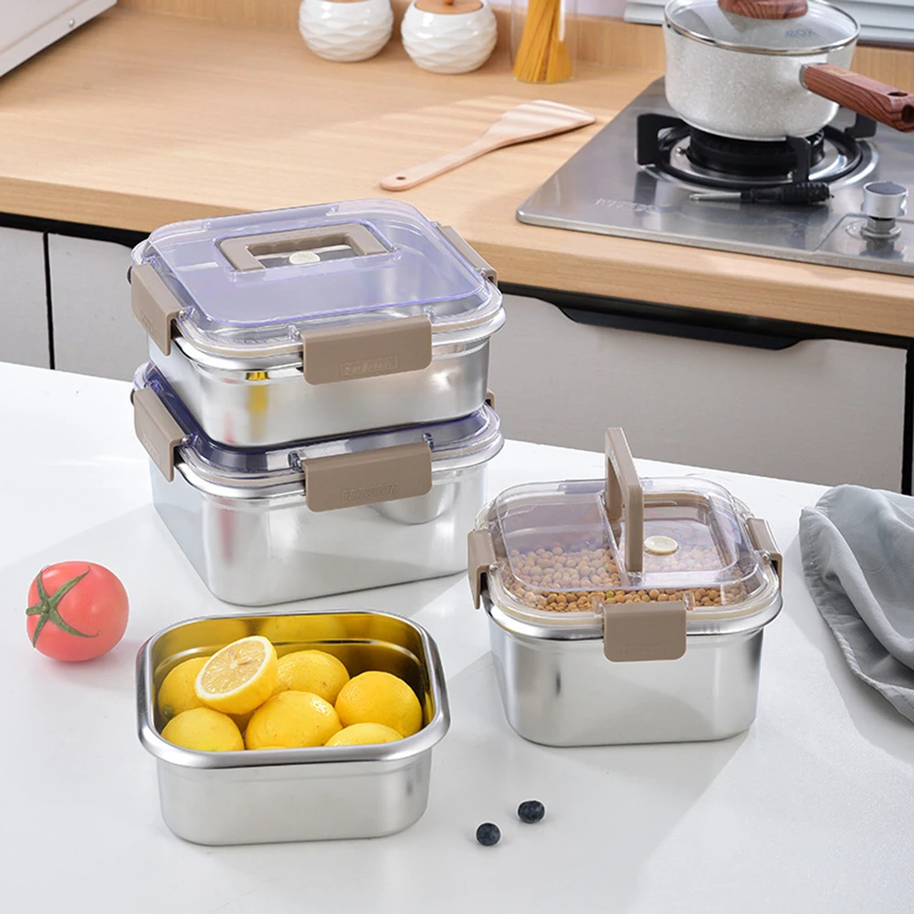 Stainless Steel Portable Lunch Box Large Capacity Sealing Food Container For Food Preparations