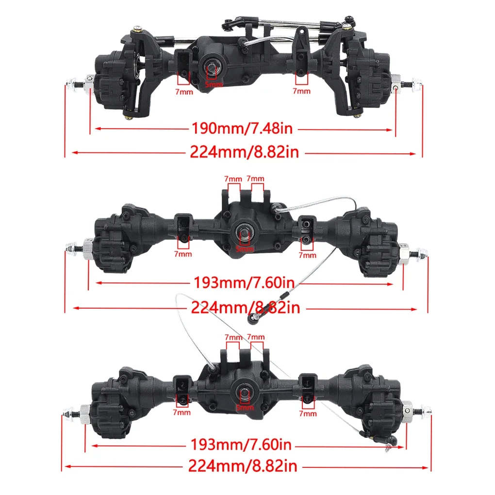 เพลาหน้า-กลาง-หลังแบบพอร์ทัลสำหรับรถ RC Crawler พร้อมดิฟเฟอเรนเชียล T-Lock สำหรับ TRAXXAS 1/10 TRX4 TRX6 6WD รถ RC ขนาด 1/10 อะไหล่อัพเกรด