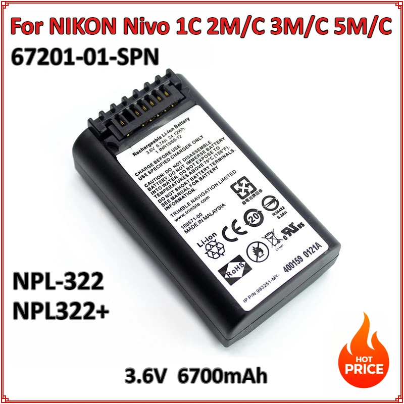 CS Battery 3.6V 6700mAh For NIKON Nivo 1C 2C 2M 3C 3M 5C 5M Total Station NPL-322 NPL322+