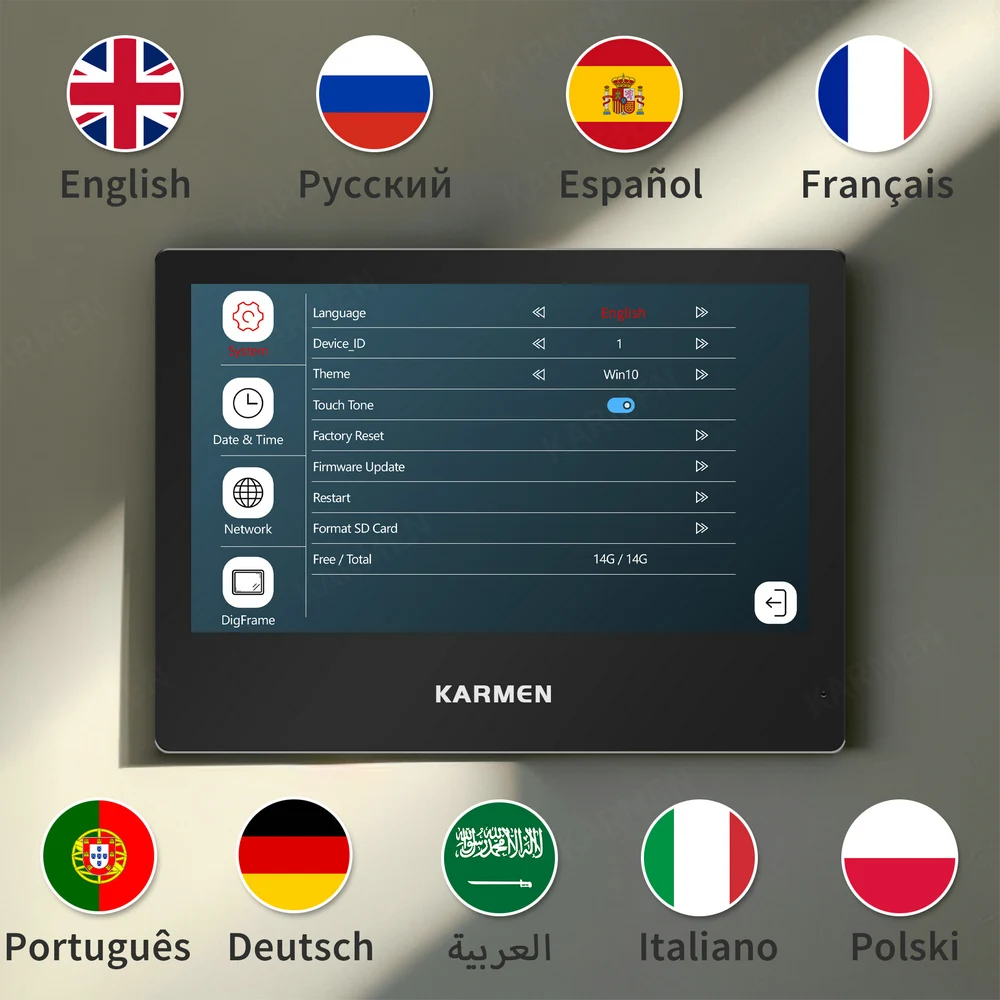 Karmen Tuya Smart Home WiFi Intercom System,Outdoor Video Doorbell Camera 1080P Wired,10 Inch Touch Screen,Talk,Record,Unlock