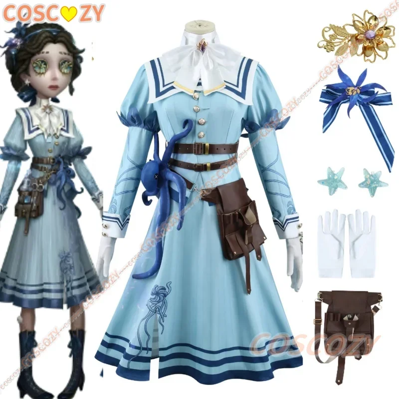 Identidade v emily dyer médico cosplay traje jogo lindo uniforme preservado flor cosplay adereços headwear cinto saco acessórios