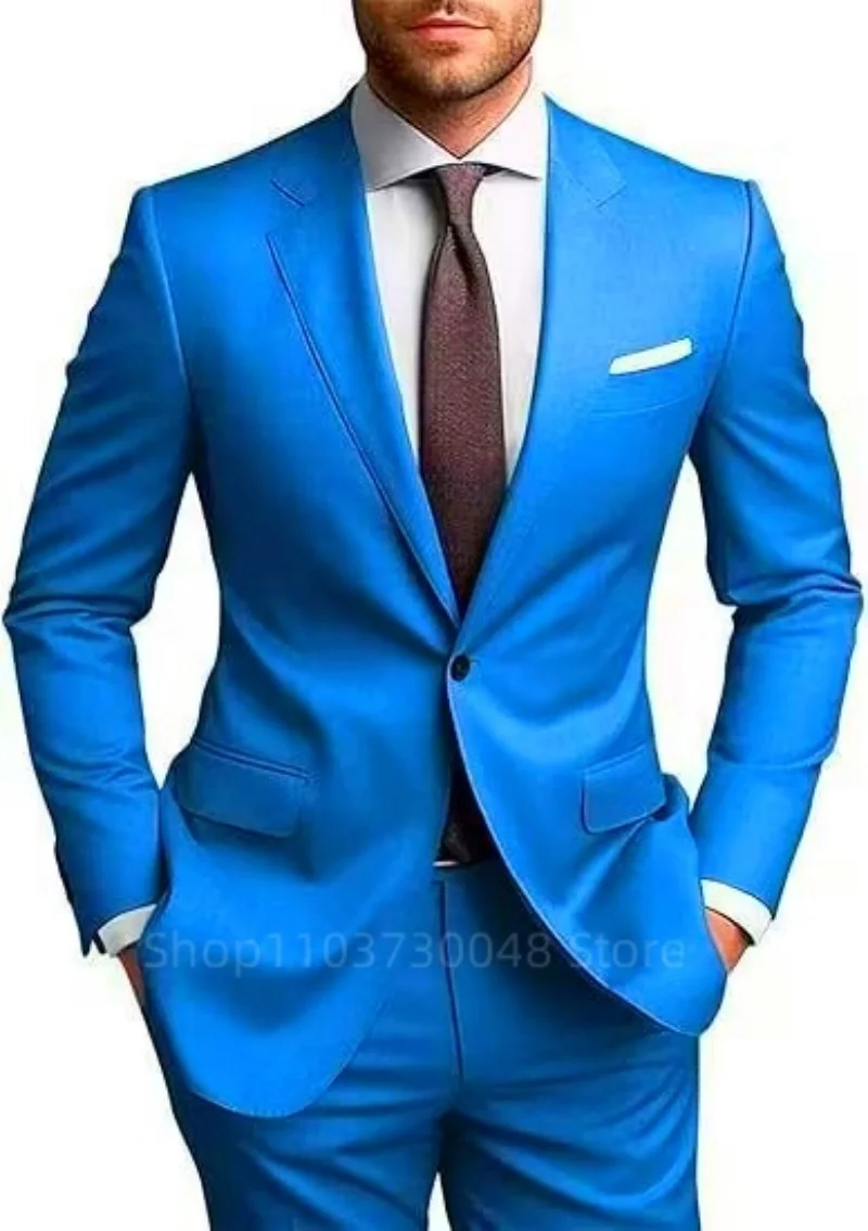 Smart Casual Men's Suit Notch Lapel One Button Jacket Pants Groom Wedding Prom Party Dinner Tuxedos Business 2-Piece Suits Set