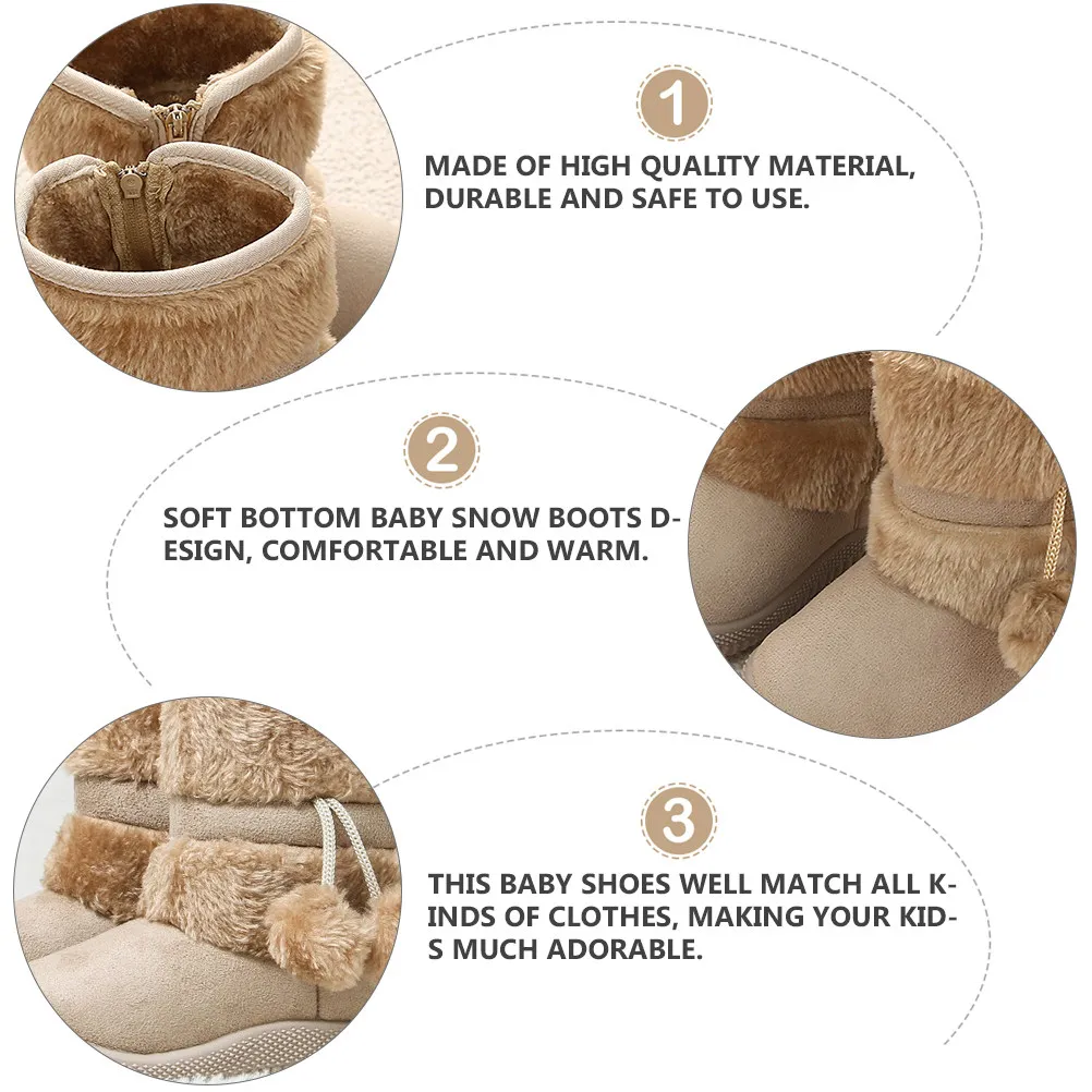 

1Pair Baby Winter Shoes Snow Boots for Girls Prewalker Warm Lightweight Non-Slip Sole Comfortable Fit